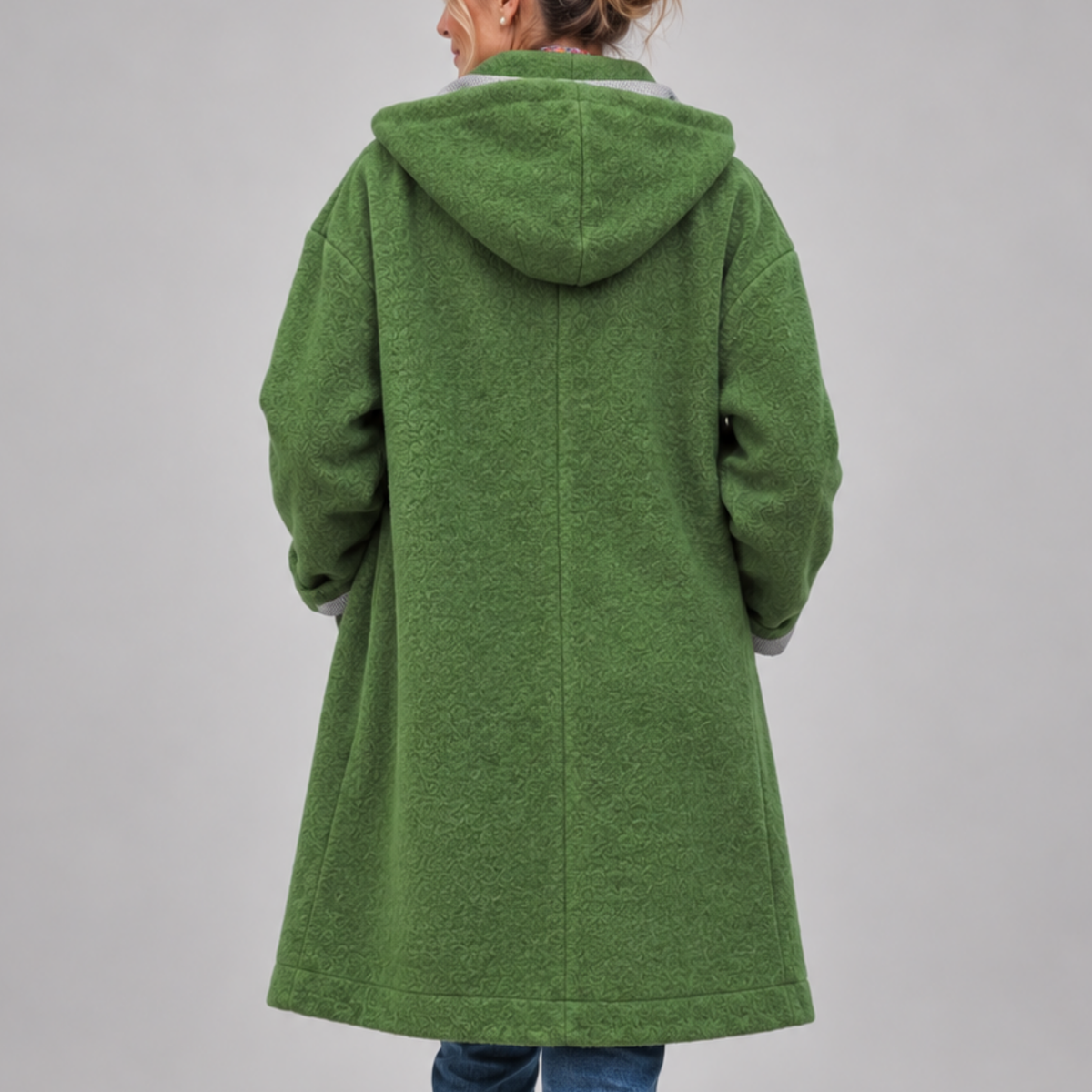 Rebecca – Hooded Button-Front Textured Coat