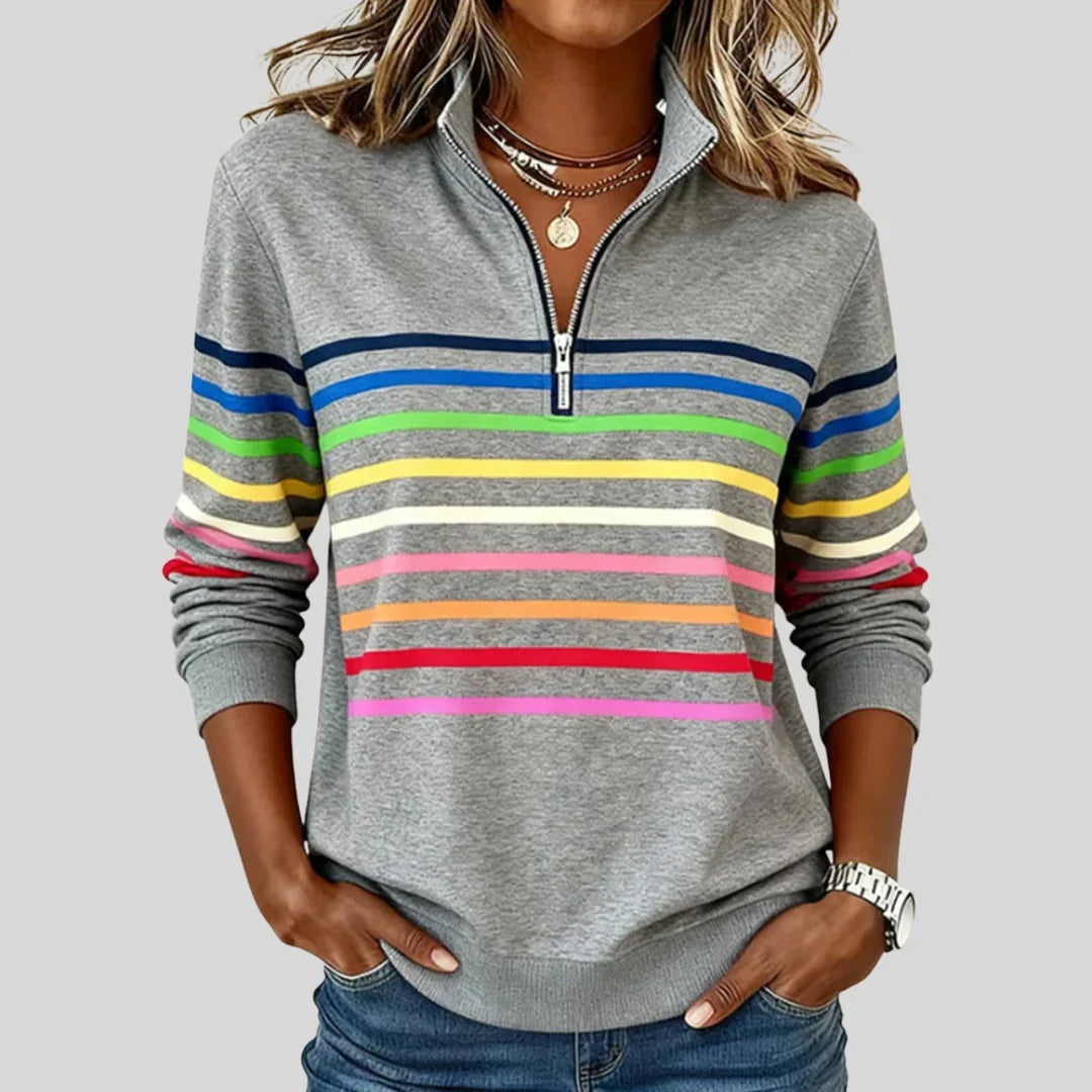 Teresa β Striped Quarter-Zip Sweatshirt