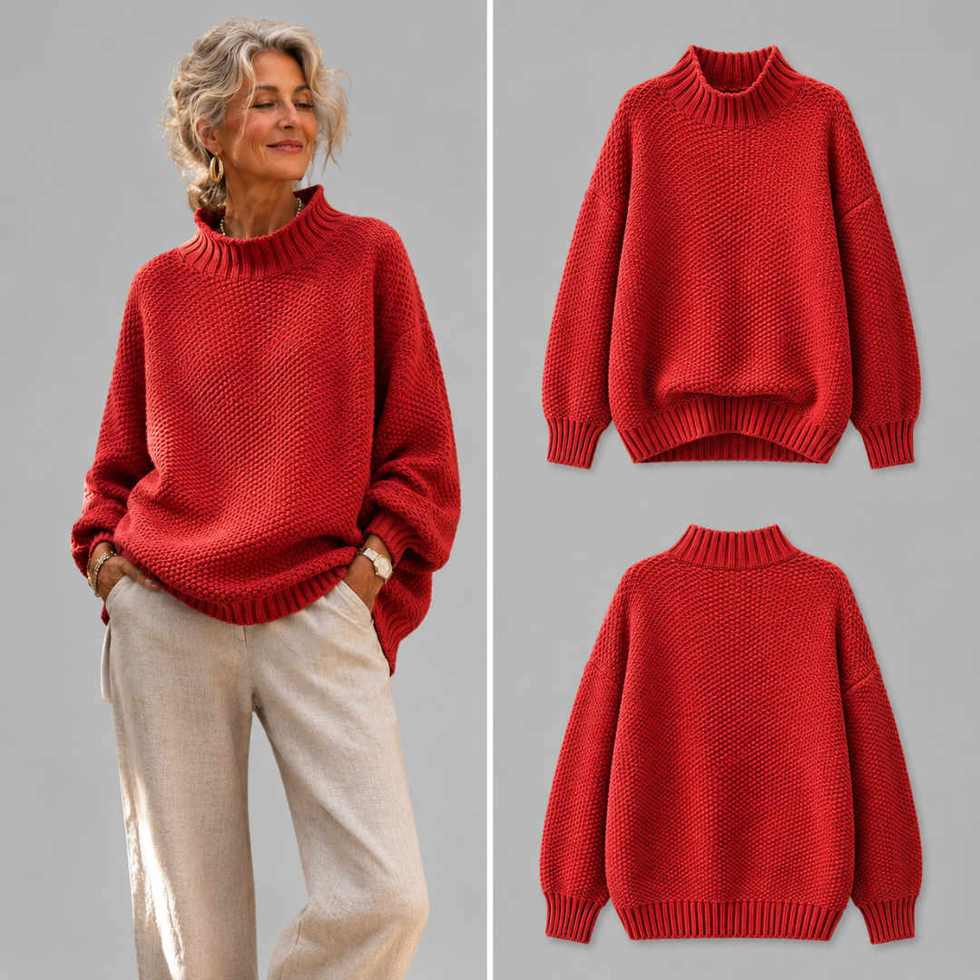 Shirley β Relaxed Mock Neck Knit Sweater