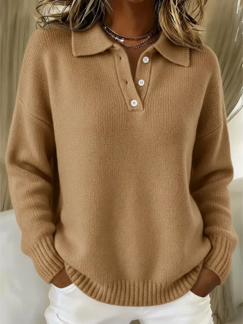 Kathryn β Cozy Knit Polo Collar Sweater
