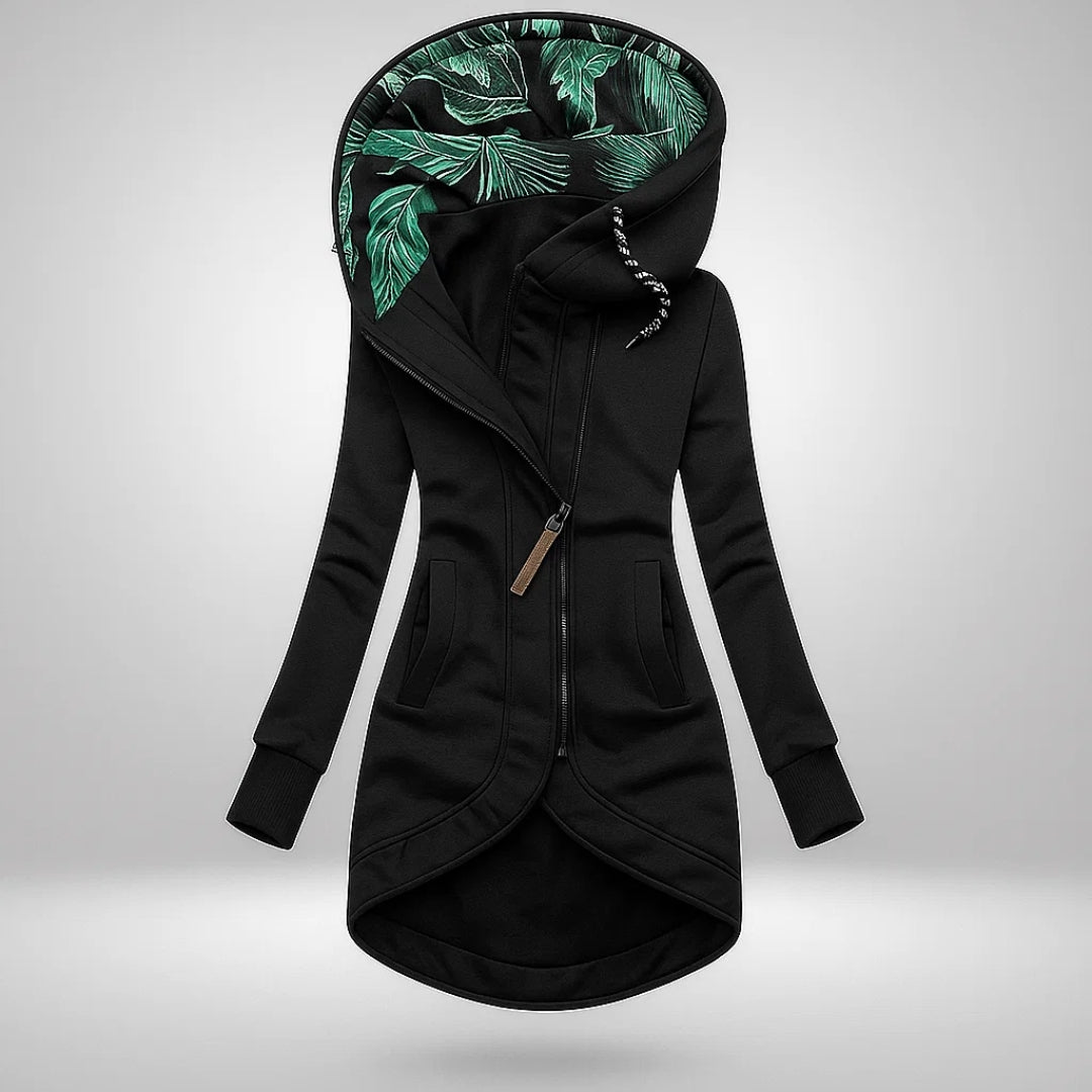 Rose β Long Hooded Zip-Up with Tropical Lining