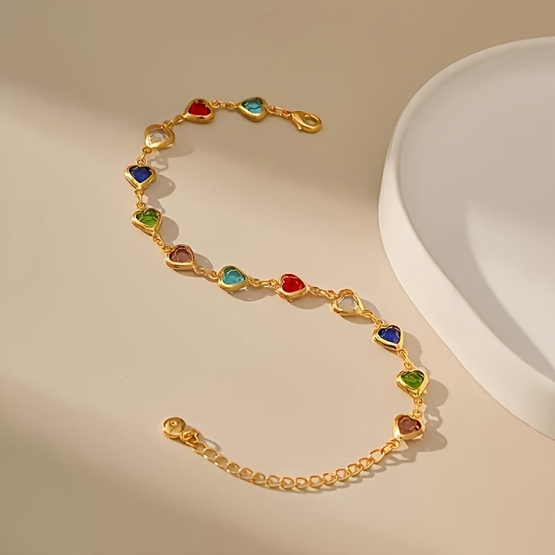 Sarah – Heart Crystal Link Bracelet