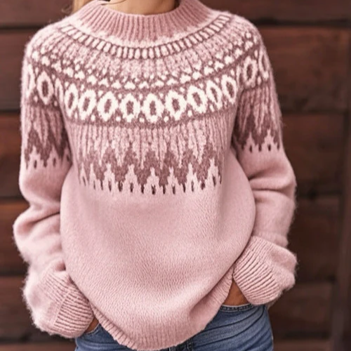 Lila – Fair Isle Knit Sweater with Yoke Pattern