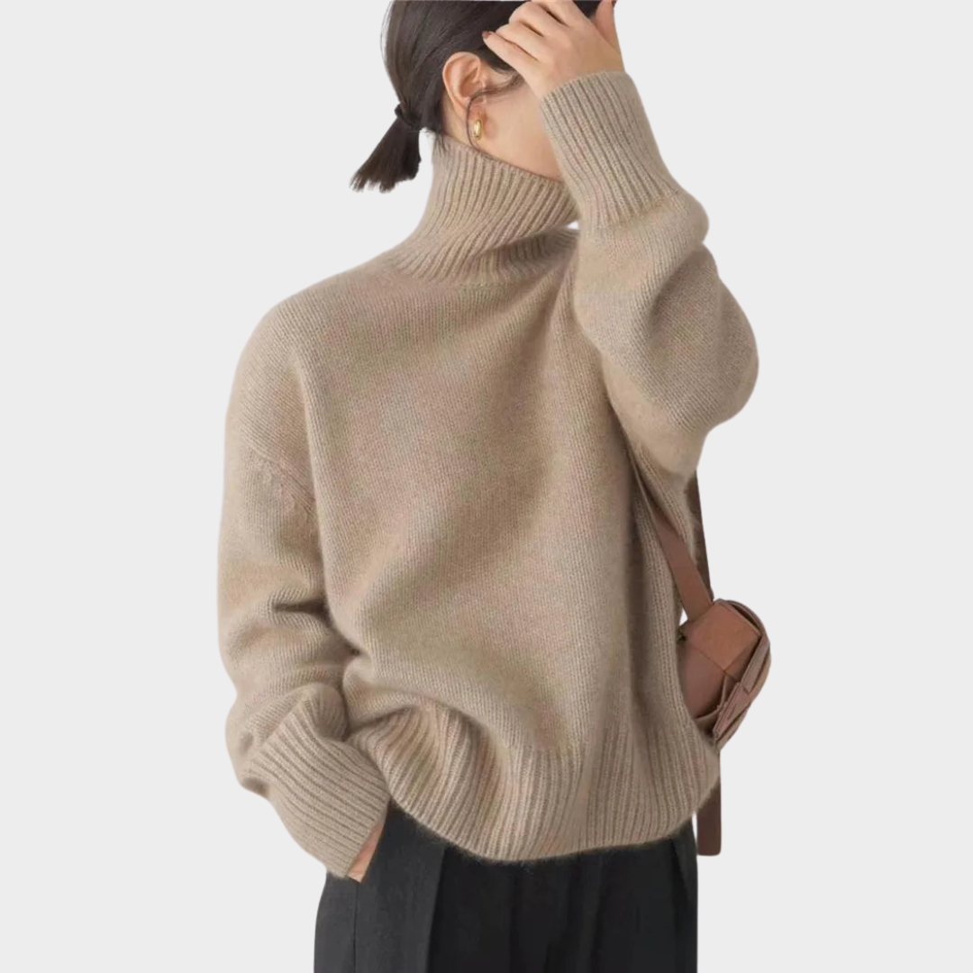 Claudette – Oversized Turtleneck Knit Sweater