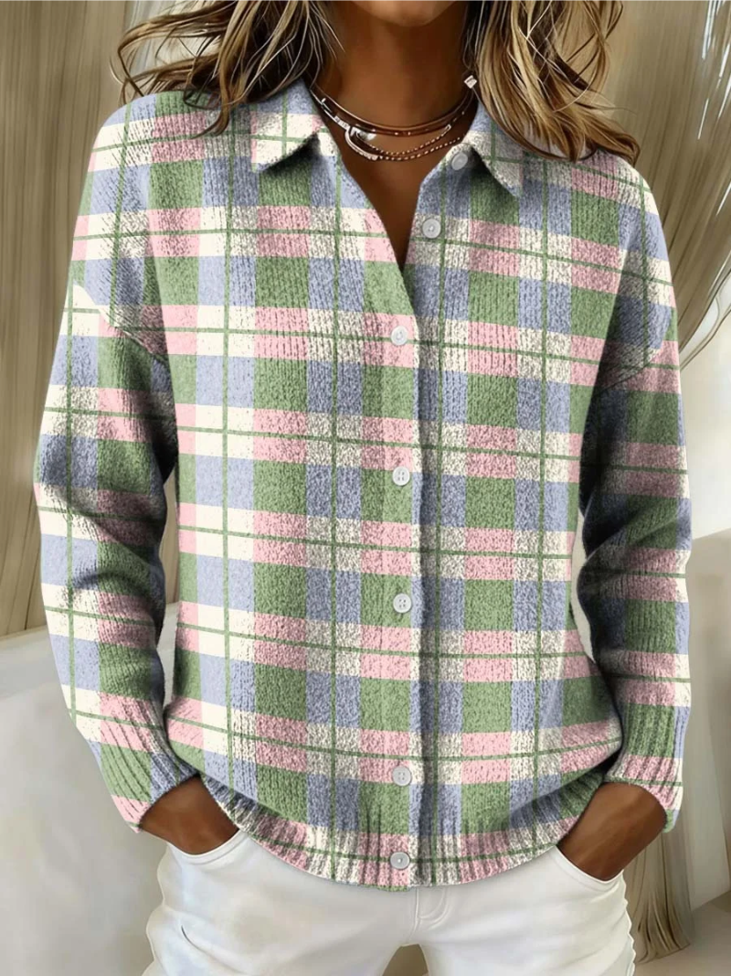 Harriet – Plaid Button-Up Cardigan
