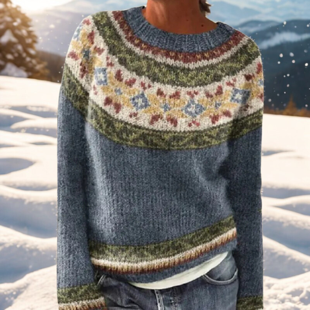 Thelma – Fair Isle Knit Sweater with Nordic Detail