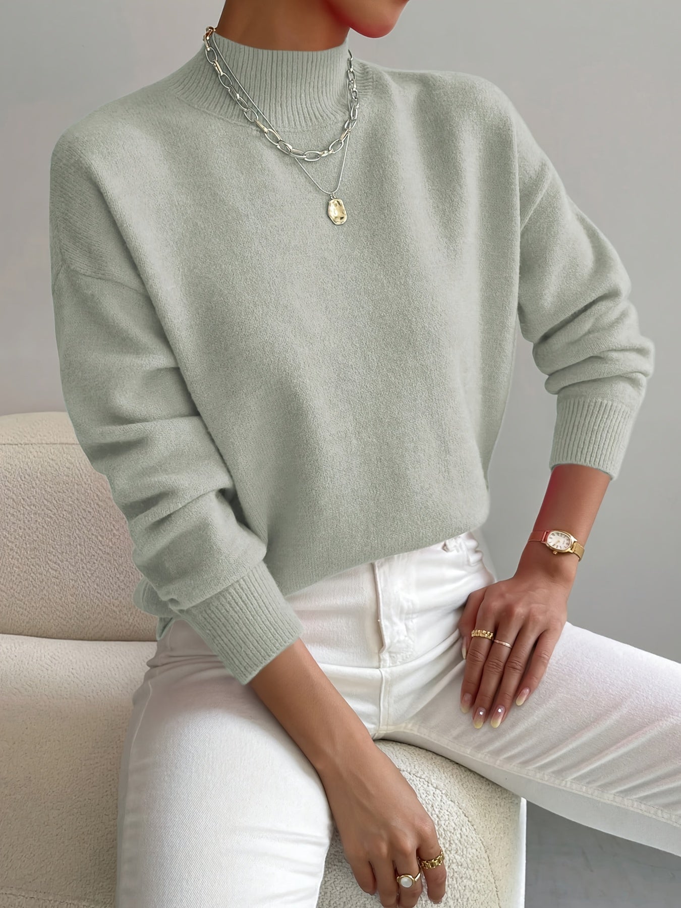 Tabatha – Mock Neck Relaxed Knit Sweater