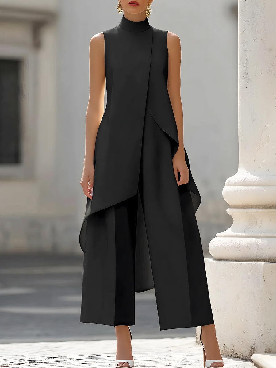 Rosemary – Sleeveless Turtleneck Wide-Leg Set