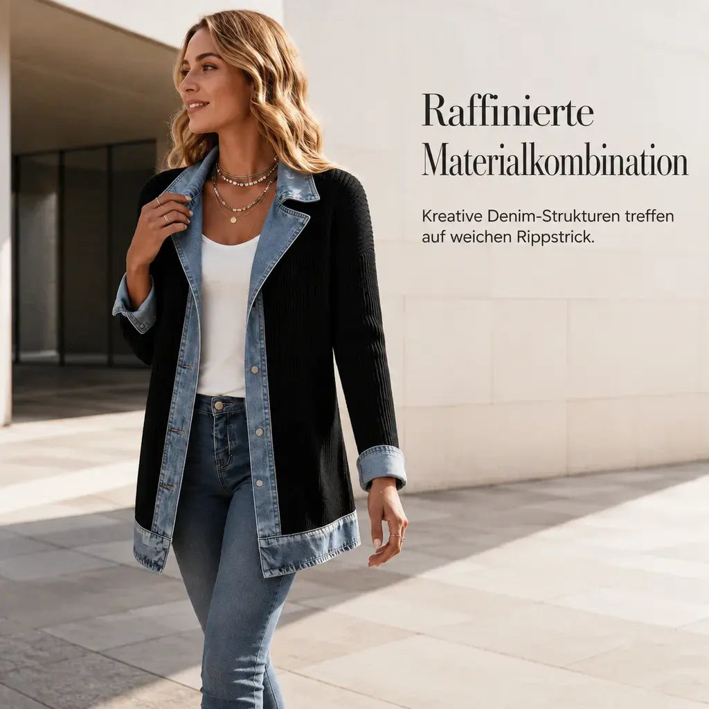 Brenda – Knit and Denim Patchwork Jacket