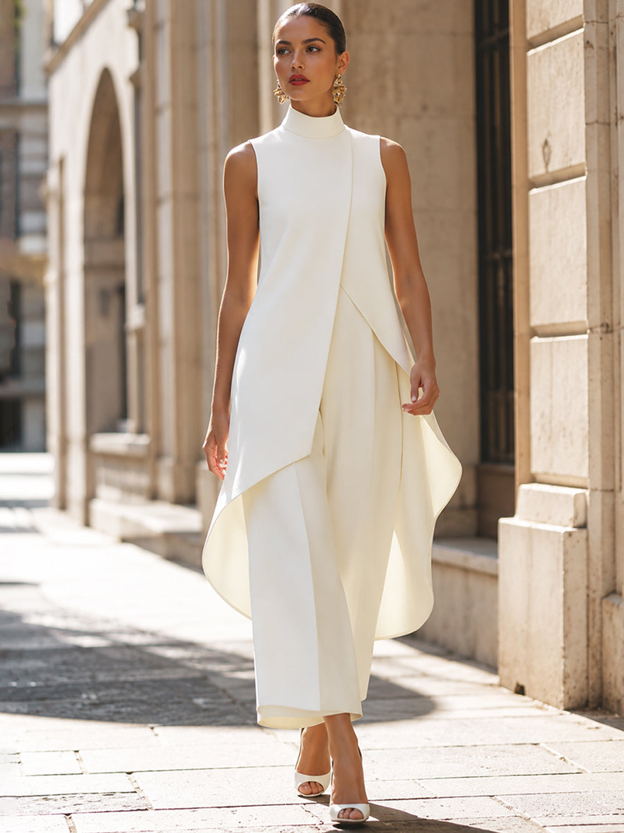 Rosemary – Sleeveless Turtleneck Wide-Leg Set