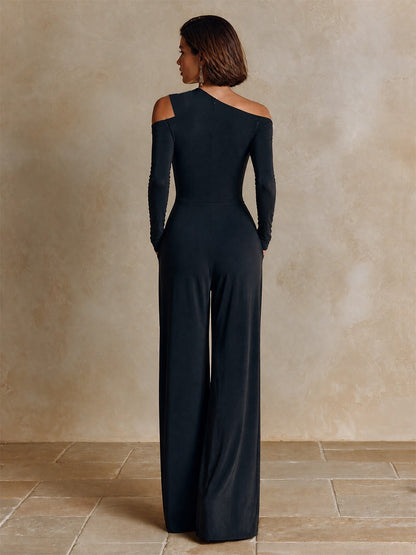 Carolyn – Draped One-Shoulder Wide-Leg Jumpsuit