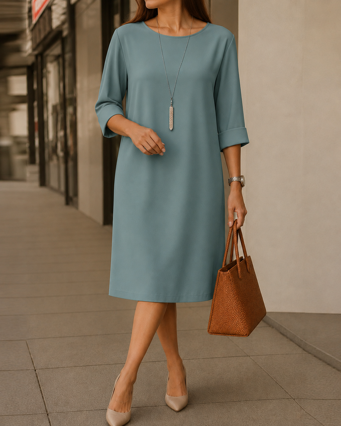 Connie – Relaxed Midi Dress with Pockets