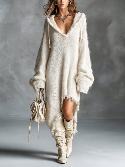 Christina – Hooded Oversized Knit Midi Dress