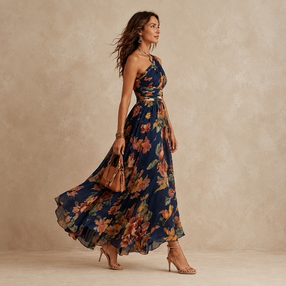 Julie – One-Shoulder Floral Maxi Dress