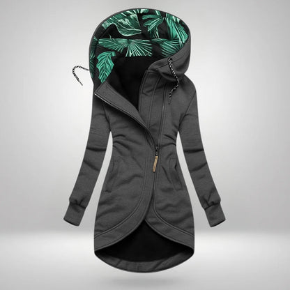 Rose – Long Hooded Zip-Up with Tropical Lining