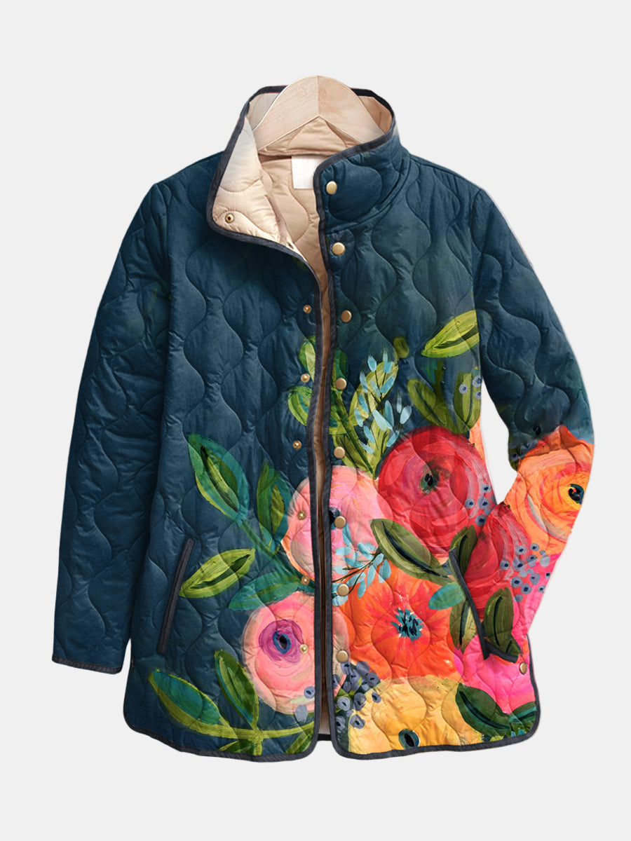Kelly – Vintage Floral Print Quilted Jacket