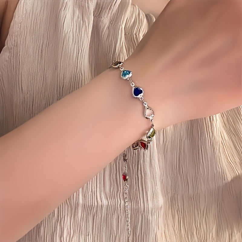 Sarah – Heart Crystal Link Bracelet