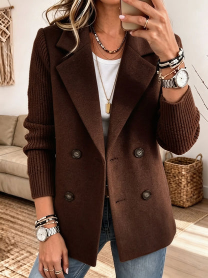 Betty – Double-Breasted Blazer with Ribbed Knit Sleeves