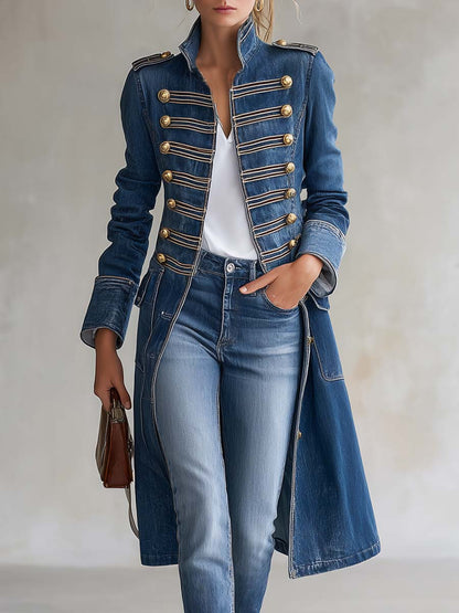 Jodi – Military-Style Long Denim Jacket