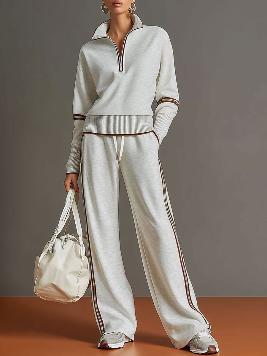 Wendy – Quarter-Zip Sweatshirt and Wide-Leg Set