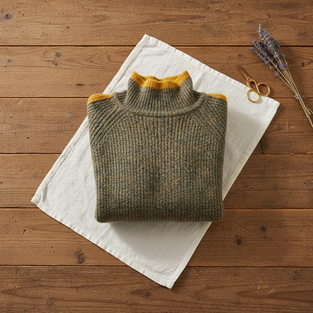 Maria – Ribbed Turtleneck Sweater with Contrast Trim