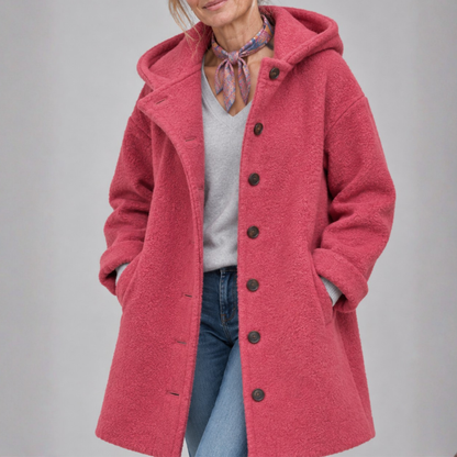 Rebecca – Hooded Button-Front Textured Coat