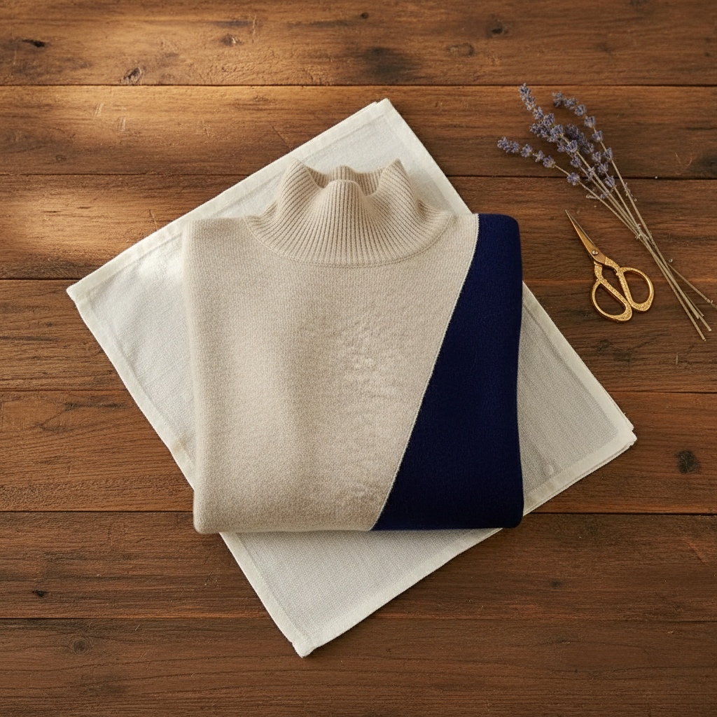 Leslie – Colour-block Turtleneck Knit Sweater