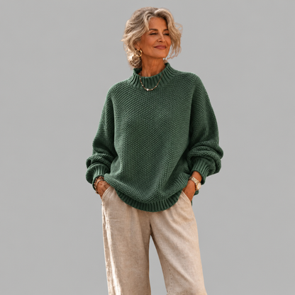 Shirley – Relaxed Mock Neck Knit Sweater