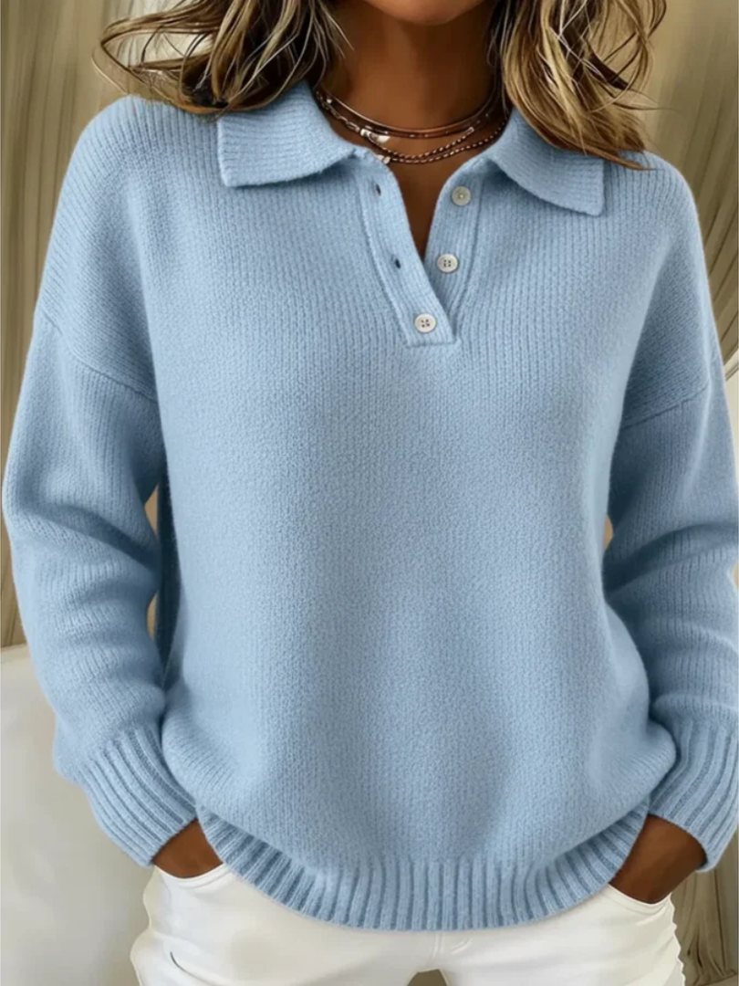 Kathryn – Cozy Knit Polo Collar Sweater