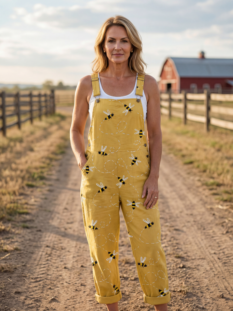 Jordan | Honeybee-Print Overalls