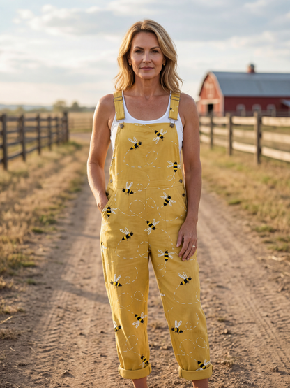 Jordan | Honeybee-Print Overalls