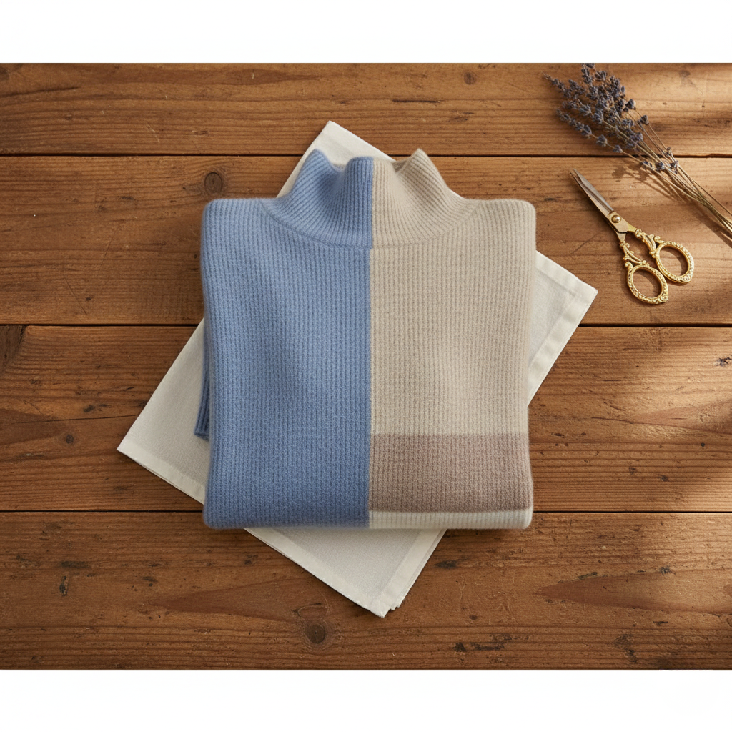 Lindsey – Colour-block Turtleneck Knit Sweater
