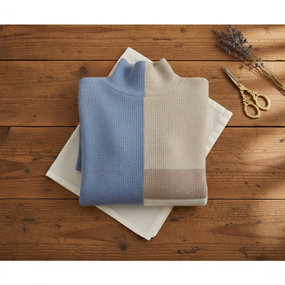 Lindsey – Colour-block Turtleneck Knit Sweater