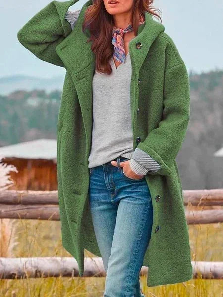 Kelly – Hooded Button-Front Longline Coat