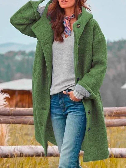 Kelly – Hooded Button-Front Longline Coat