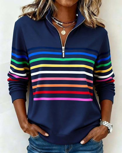 Lori – Quarter-Zip Striped Casual Sweatshirt