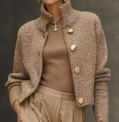 Stephanie – Tailored Knit Cardigan with Gold Buttons