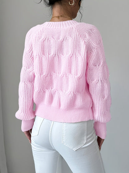 Rose – Bow-Detail Cable-Knit Cardigan