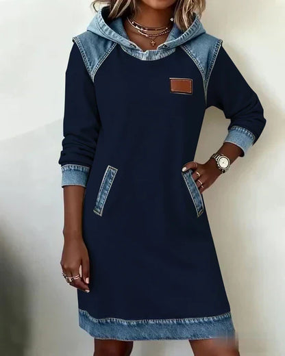 Alexa | Cozy Contrast Hooded Dress