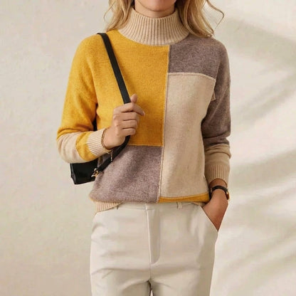 Melinda – Colour-block Turtleneck Knit Sweater