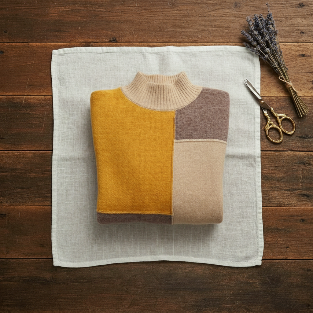 Melinda – Colour-block Turtleneck Knit Sweater
