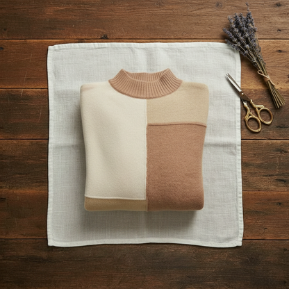Melinda – Colour-block Turtleneck Knit Sweater