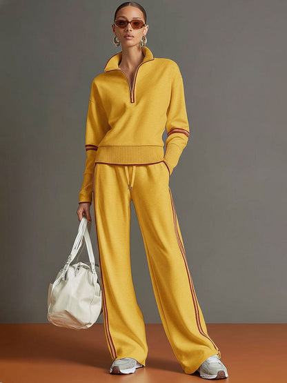Wendy – Quarter-Zip Sweatshirt and Wide-Leg Set