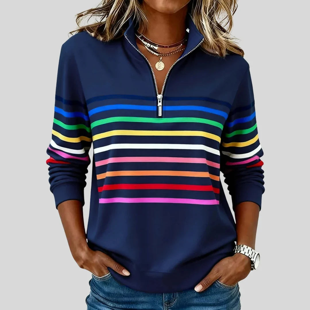 Teresa – Striped Quarter-Zip Sweatshirt
