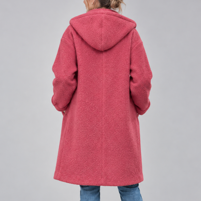 Rebecca – Hooded Button-Front Textured Coat