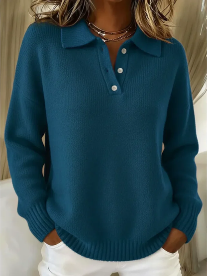 Kathryn – Cozy Knit Polo Collar Sweater