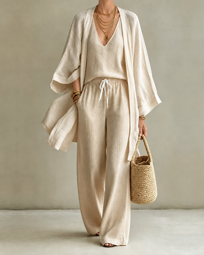 Elaine – Linen-Look Three-Piece Set