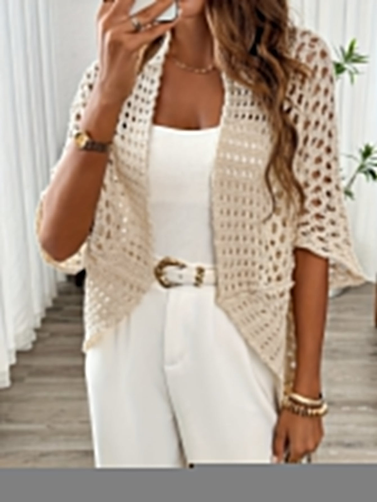 Crystal | Open Knit Drape Cardigan