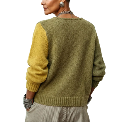 Dorothy – Asymmetric Colour-Block Knit Cardigan