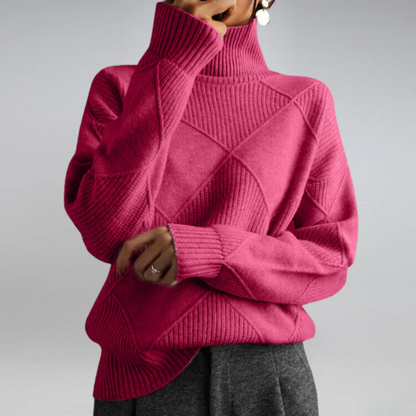 Bernice – Turtleneck Geometric Knit Sweater